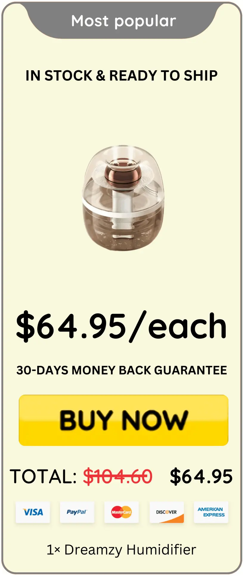 Dreamzy Humidifier® Pricing